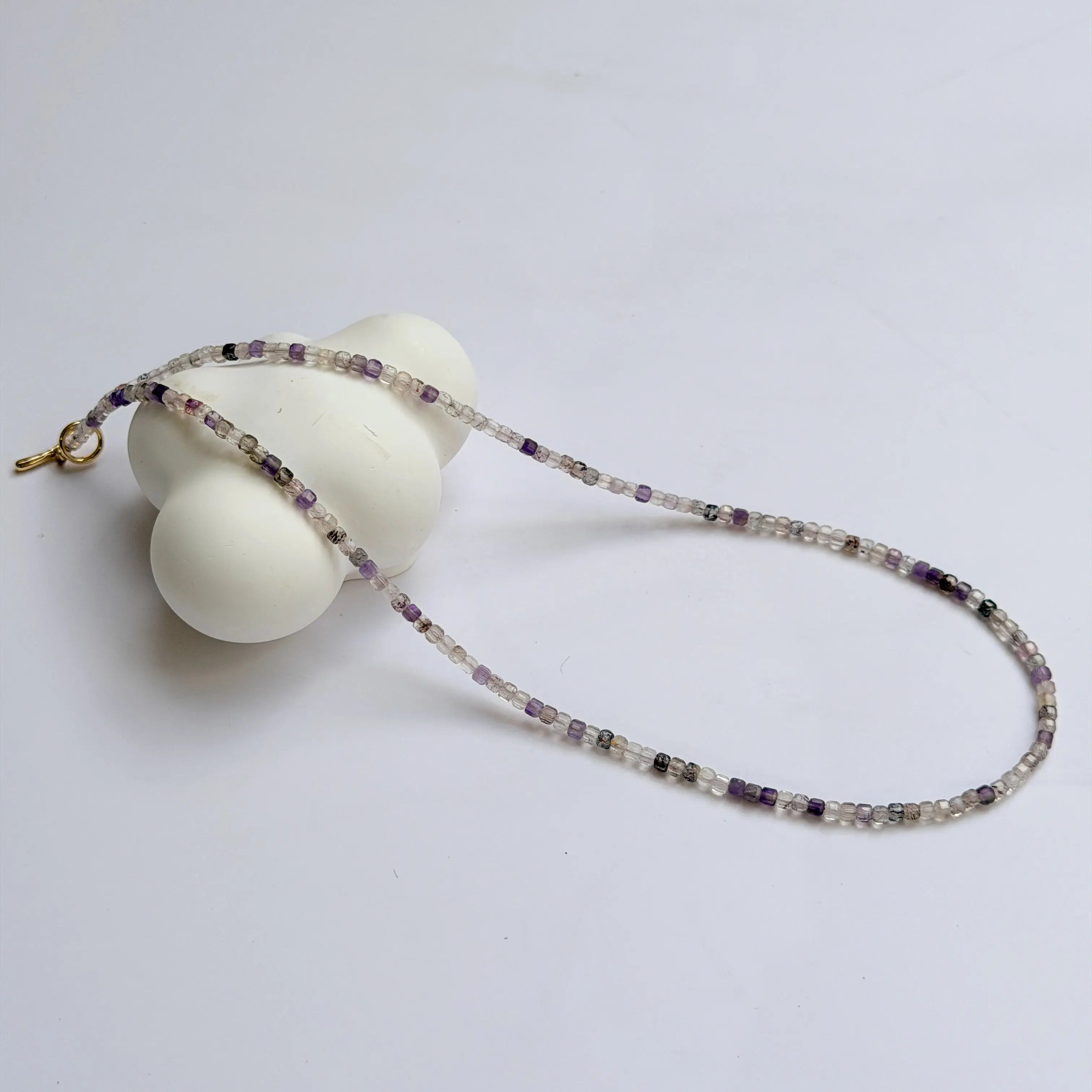 Ethereal Union - Super 7 Amethyst Japanese Minimalist Necklace view 5
